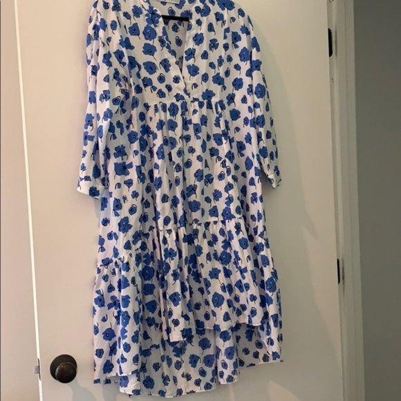Zara blue & white poppy print dress - Picture 1 of 6